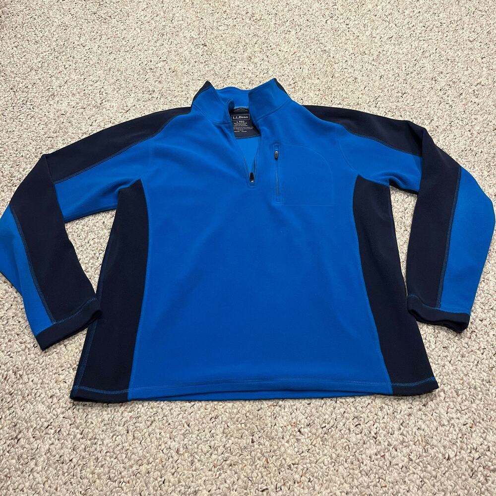 LL Bean Mens Quarter Zip Fleece Colorblock Pullover L Outdoor Gorpcore Hike